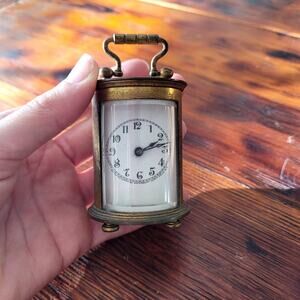 Vintage Small Brass Carriage Clock Pillar Not Running